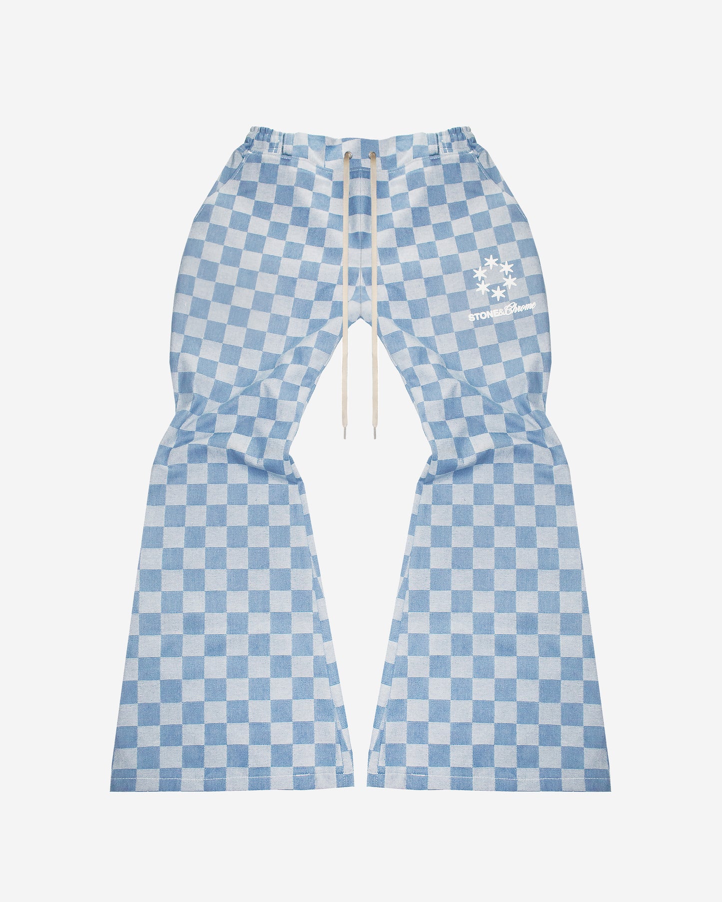 Flared Denim Pants - Light Checkered lo