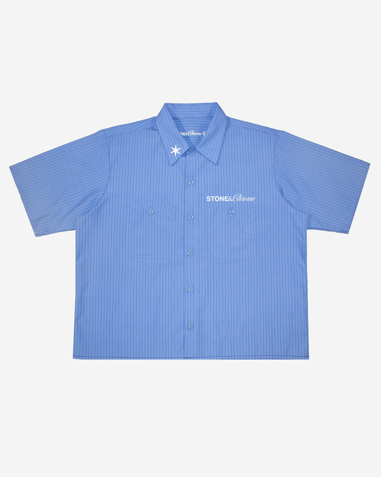 Persevere Button Up - Blue Stripe