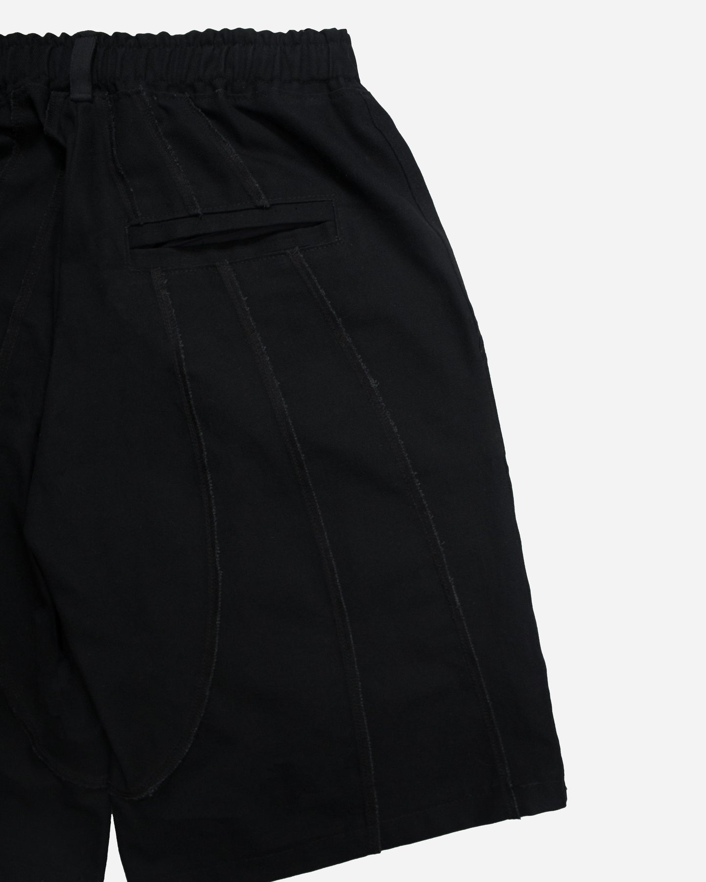 Paneled Wide Jorts - Black