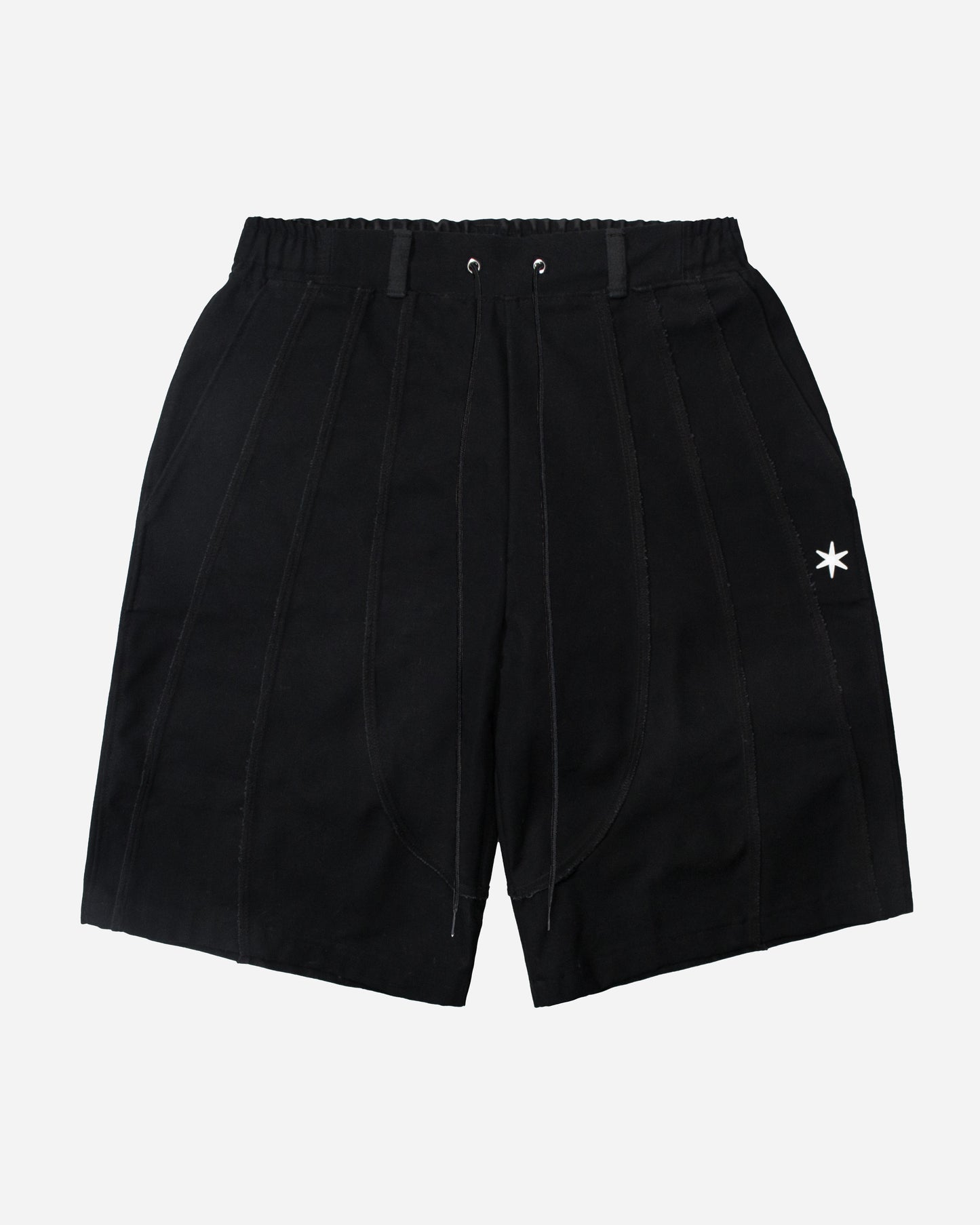 Paneled Wide Jorts - Black