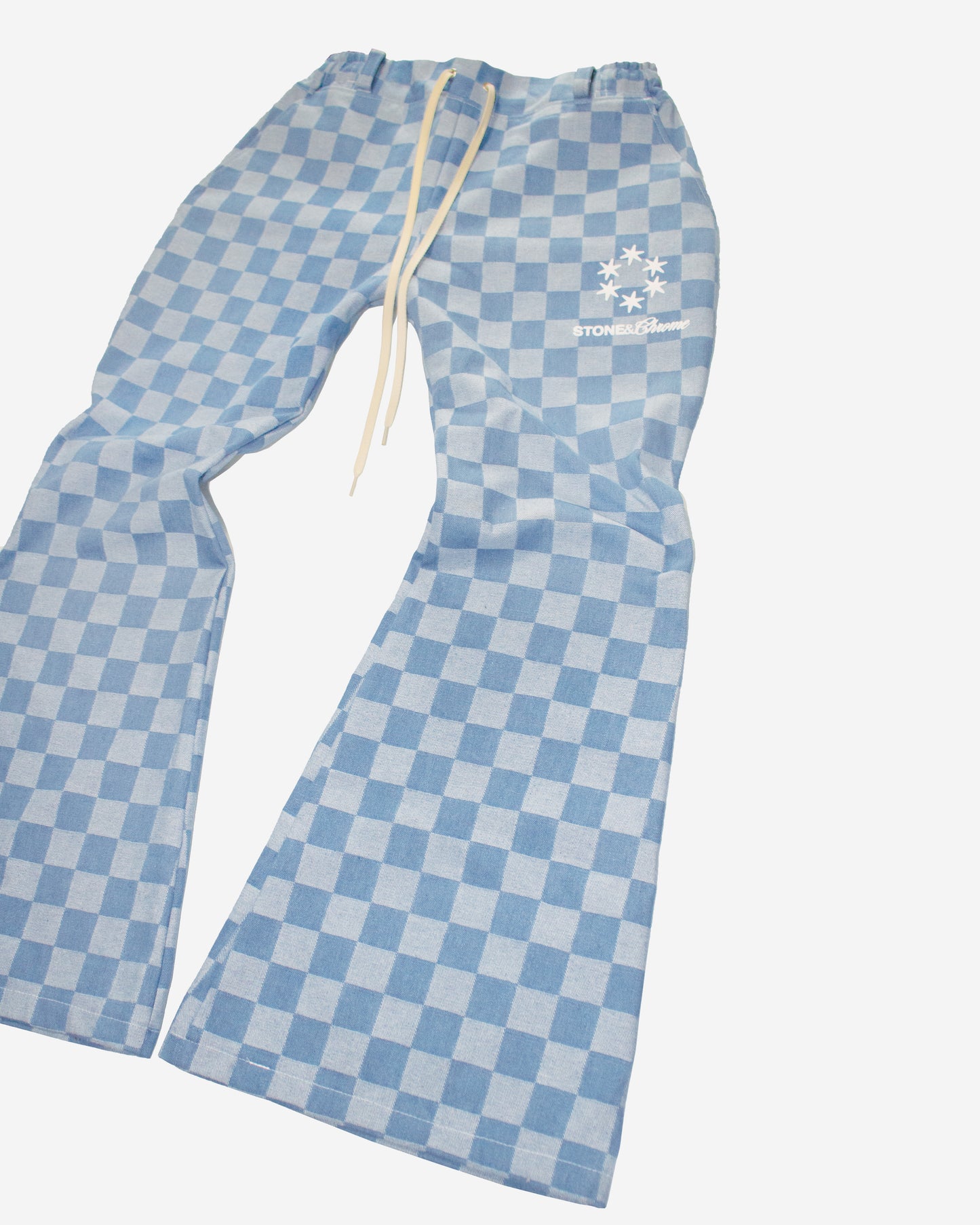 Flared Denim Pants - Light Checkered lo