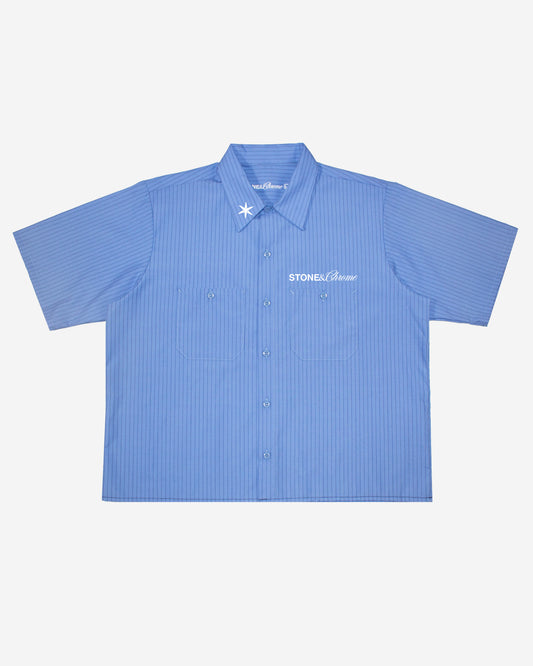 Persevere Button Up - Blue Stripe