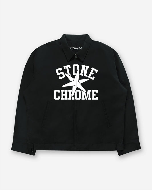 Varsity Worker Jacket - Black