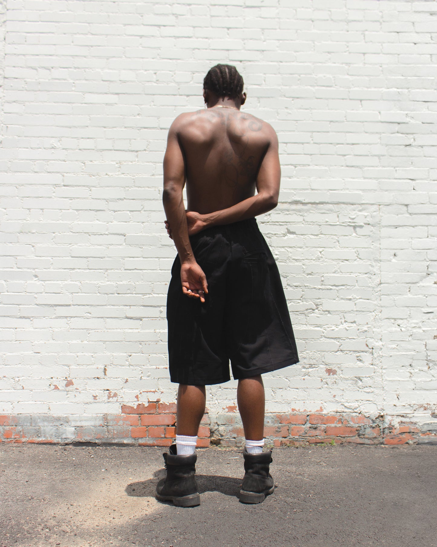 Paneled Wide Jorts - Black